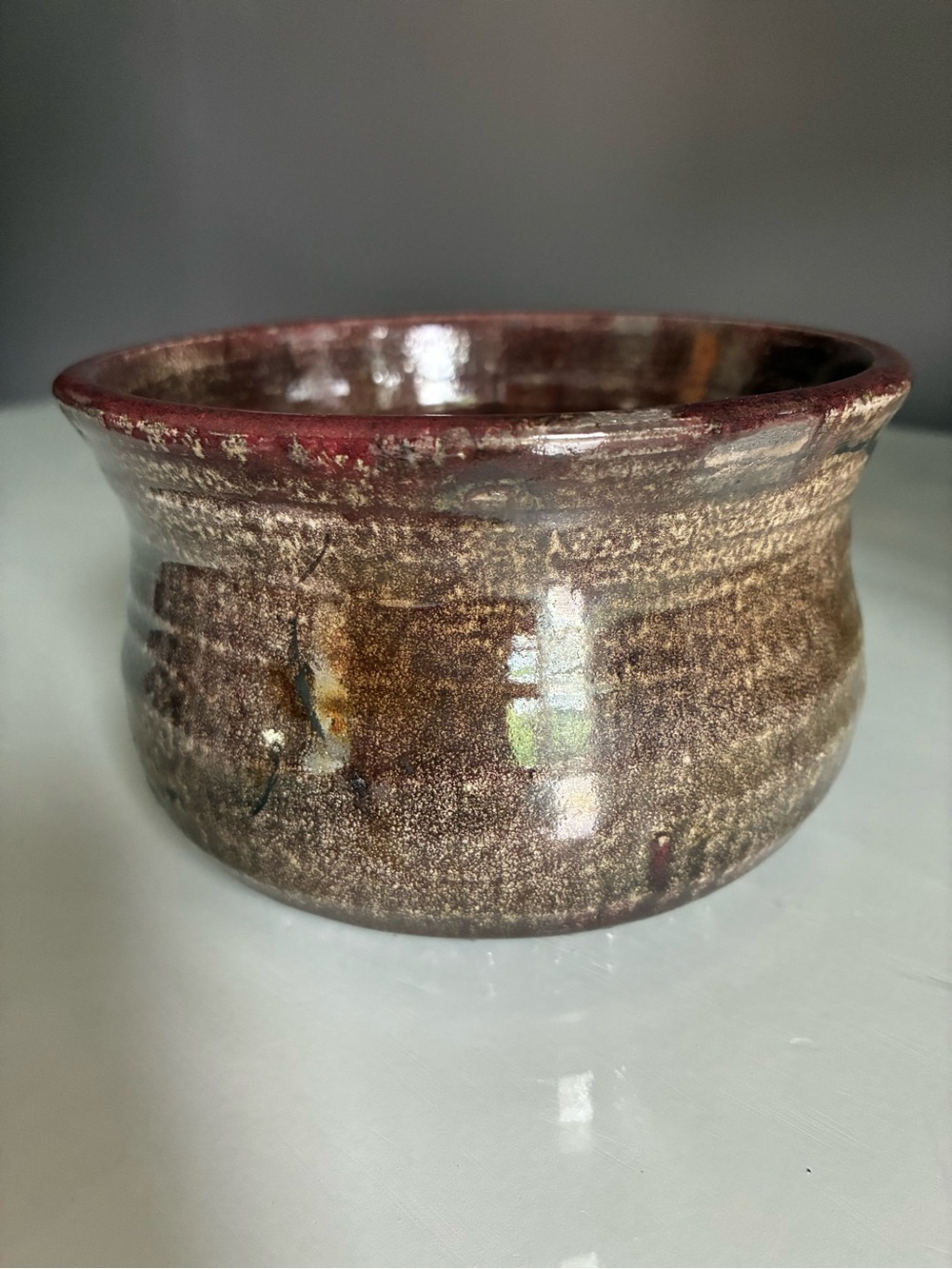 Brown Studio Pottery With Slightly Iridescent Coppery Glaze